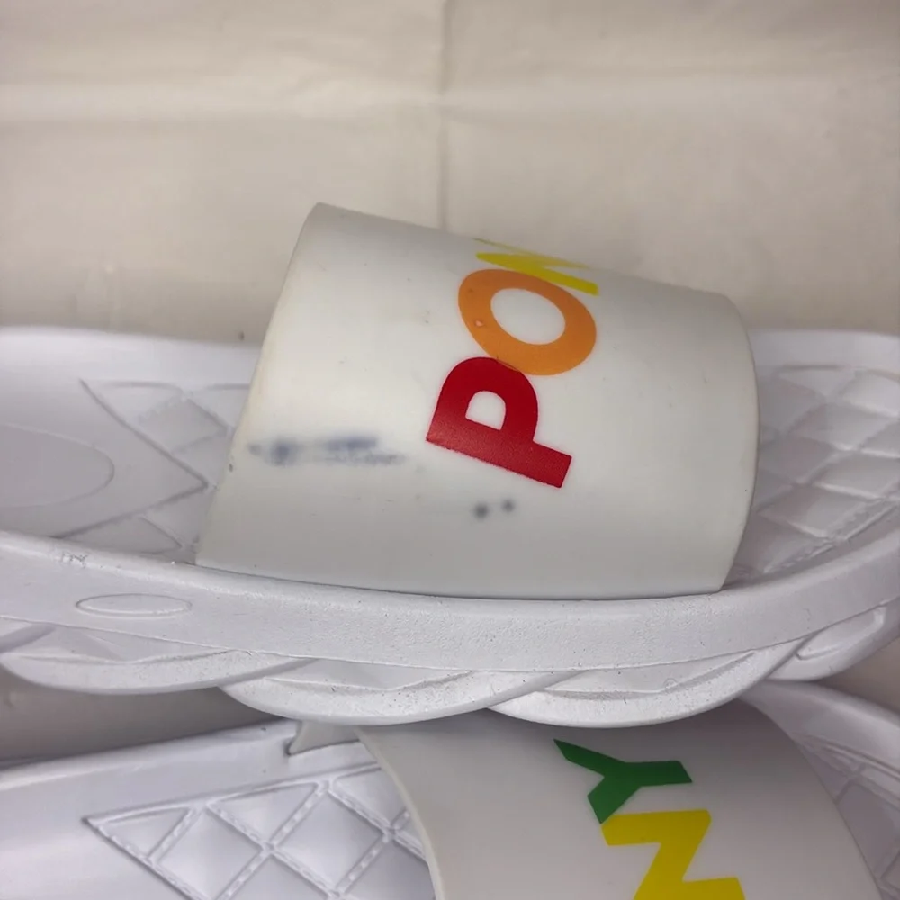 Pony Men’s Rainbow Slides White 10 Slides Slip-on Pool Basketball Beach Casual